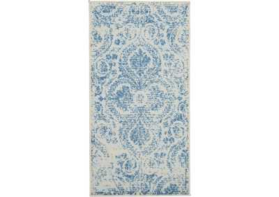 Image for Nourison Jubilant 2' x 4' Small Teal Blue Damask Area Rug