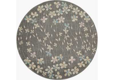 Image for Nourison Tranquil TRA04 Grey 5' Round Floral Area Rug