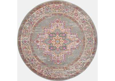 Image for Nourison Passion PSN03 Grey 5' Round Vintage Area Rug