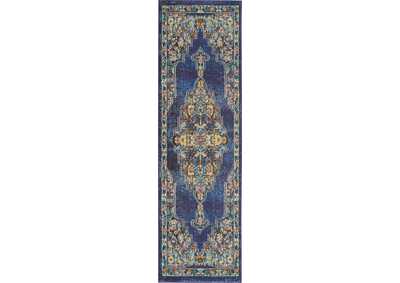 Image for Nourison Passionate PST01 Dark Blue Multicolor 8' Runner Hallway Rug