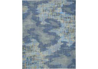 Image for Nourison Symmetry SMM08 Slate Blue and Grey 8'x10' Large Textured Rug