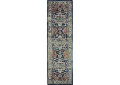 Image for Nourison Ankara Global ANR11 Blue and Red Multicolor 8' Runner Textured Hallway Rug