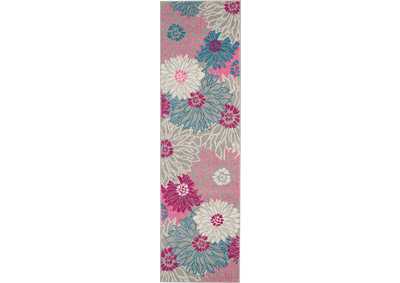 Image for Nourison Passion PSN17 Pink and Grey 8' Runner Hallway Rug