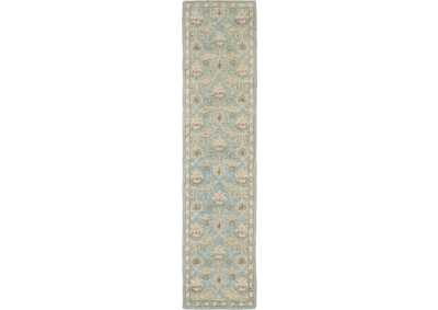 Image for Nourison Jazmine JAZ02 Light Blue and Beige 10' Runner Wool Hallway Rug