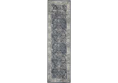 Image for Malta by kathy ireland Home MAI12 Navy/Ivory 8' Runner Area Rug