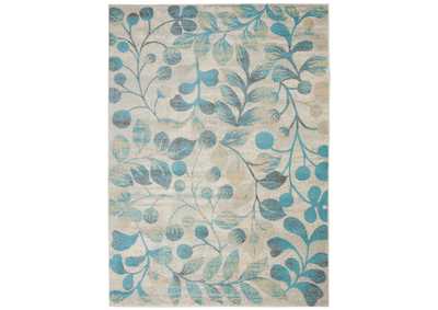 Image for Nourison Tranquil TRA03 Turquoise and Beige 4'x6' Botanical Area Rug