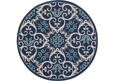 Image for Nourison Caribbean CRB02 Dark Blue 4' Round Area Rug