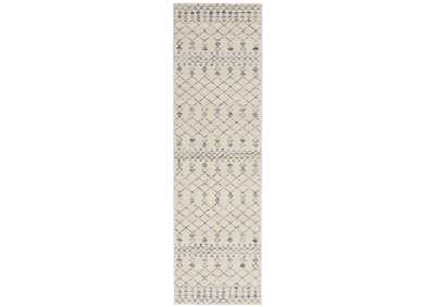 Image for Nourison Palermo 8' Runner Beige and Blue Distressed Bohemian Area Rug