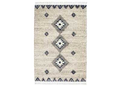 Image for Nourison Oslo Shag OSL03 5'x8' Ivory and Blue Scandinavian Shag Rug