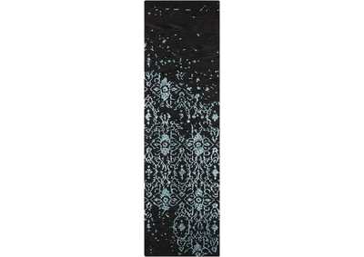 Image for Nourison Opaline OPA06 Black and Blue 8' Runner Hallway Rug