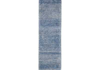 Image for Nourison Weston WES01 Blue 8' Runner Textured Hallway Rug