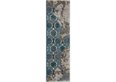Image for Nourison Karma KRM05 Blue and White 8' Runner Hallway Rug