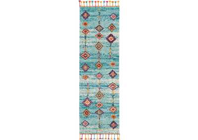 Image for Nourison Nomad NMD04 Aqua Multicolor 8' Runner Hallway Rug