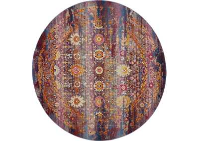 Image for Nourison Vintage Kashan VKA03 Burgundy Multicolor 6' Round Boho Area Rug