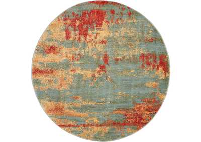 Image for Nourison Somerset ST91 Teal Multicolor 6' Round Colorful Area Rug