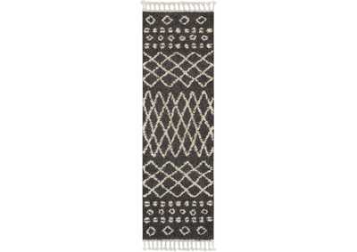 Image for Nourison Moroccan Shag MRS02 Black 8' Runner Hallway Rug