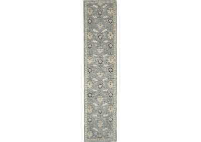 Image for Nourison Jazmine JAZ02 Seafoam Green 10' Runner Wool Hallway Rug