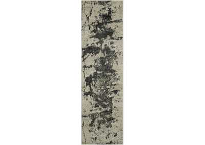Image for Nourison Maxell MAE07 Grey and White 8' Runner Hallway Rug