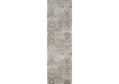 Image for Nourison Damask DAS06 White 8' Runner Flat Hallway Rug