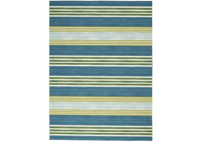 Image for Waverly Sun N Shade SND71 Blue and Green 5'x8' Striped Area Rug