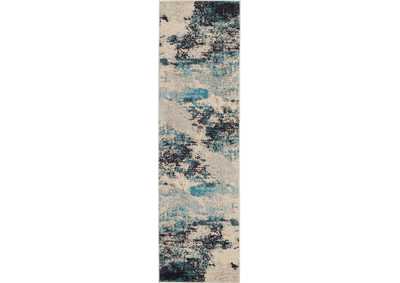 Image for Nourison Celestial CES02 Blue and White 8' Runner Hallway Rug