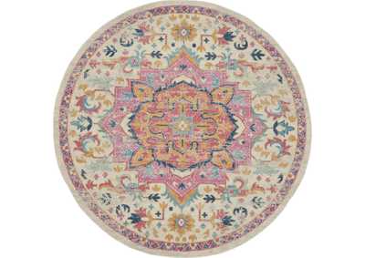 Image for Nourison Passion 8' Round Ivory, Pink Bohemian Area Rug