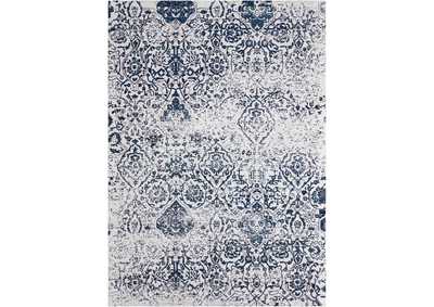 Image for Nourison Damask DAS06 Dark Blue and White 5'x7' Vintage Area Rug