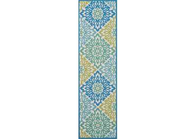 Image for Waverly Sun N Shade SND23 Blue 8' Runner Hallway Rug