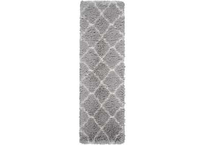 Image for Nourison Luxe Shag LXS02 Grey 8' Runner Hallway Rug