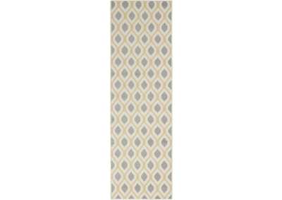 Image for Nourison Grafix GRF22 Grey and White 8' Runner Hallway Rug