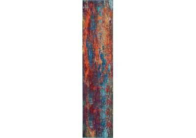 Image for Nourison Celestial CES08 Blue and Red 10' Runner Hallway Rug