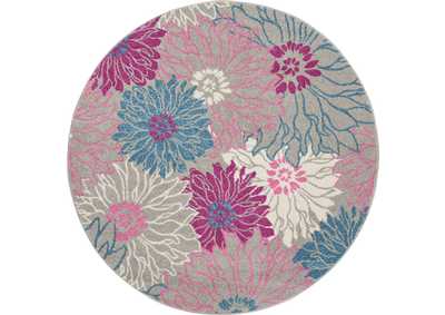 Image for Nourison Passion PSN17 Pink and Grey 4' Round Floral Area Rug