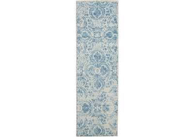 Image for Nourison Jubilant JUB05 Teal Blue 7' Runner Low-pile Hallway Rug