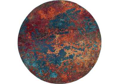 Image for Nourison Celestial CES08 Blue and Red 8' Round Large Rug