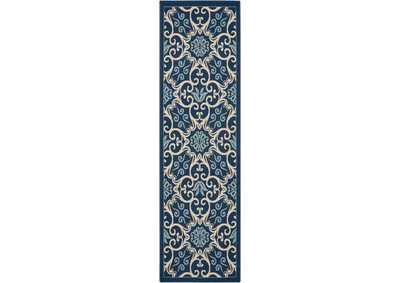 Image for Nourison Caribbean CRB02 Dark Blue 8' Runner Hallway Rug