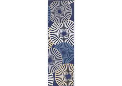 Image for Nourison Grafix GRF20 Navy and Cream White 8' Runner Hallway Rug