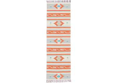 Image for Nourison Baja BAJ03 Grey and White 8' Runner Flat Weave Hallway Rug