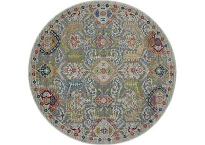 Image for Nourison Ankara Global ANR12 Grey Multicolor 6' Round Persian Area Rug