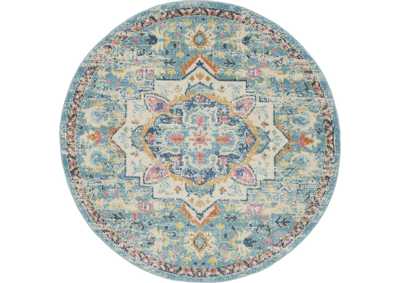 Image for Nourison Passion 4' Round Ivory, Light Blue Bohemian Area Rug