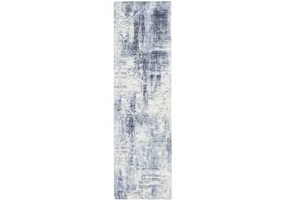 Image for kathy ireland Home Safari Dreams KI372 Slate Blue and White 8' Runner Hallway Rug