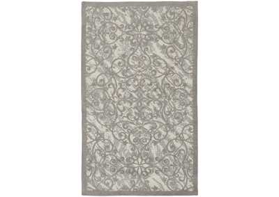 Image for Nourison Damask 2'x4' Grey and White Vintage Area Rug