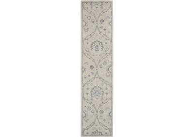 Image for Nourison Jazmine JAZ03 Ivory and Blue 10' Runner Wool Hallway Rug