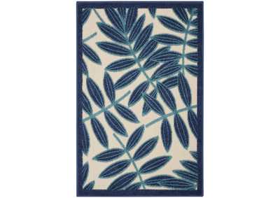 Image for Nourison Aloha ALH18 Navy Blue and White 2'8x4' Indoor-outdoor Area Rug