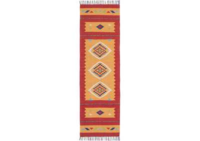 Image for Nourison Baja BAJ02 Orange 8' Runner Flat Weave Hallway Rug
