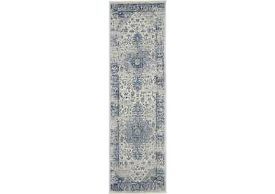 Image for Nourison Tranquil TRA06 Navy Blue and White 7' Runner Hallway Rug