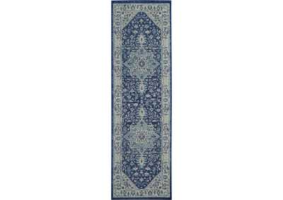 Image for Nourison Tranquil TRA06 Blue and White 7' Runner Hallway Rug