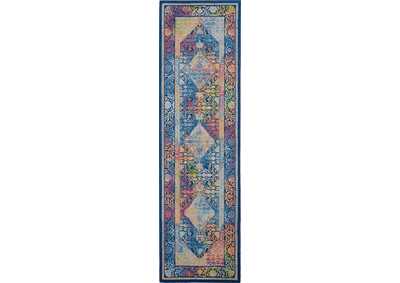 Image for Nourison Ankara Global ANR04 Blue Multicolor 6' Runner Low-pile Hallway Rug