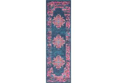 Image for Nourison Passion PSN03 Blue and Pink 6' Runner Hallway Rug