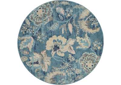 Image for Nourison Tranquil TRA02 Turquoise Blue and White 5' Round French Country Area Rug