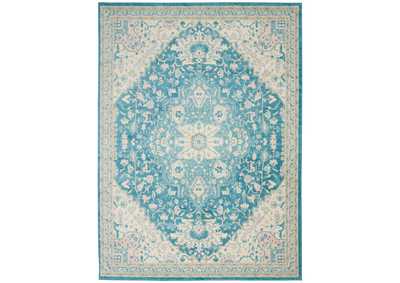 Image for Nourison Tranquil TRA07 Turquoise Blue and White 4'x6' Oushak Area Rug